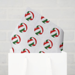 Papel De Seda red green volleyballs pattern