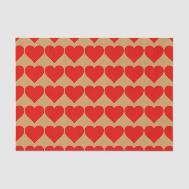 Papel De Seda Red Heart Shape Love Classic Simple Minimalism (Frente )