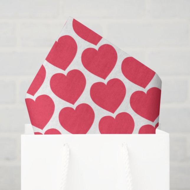Papel De Seda Red Hearts Modern Sweet Love Notes Fun (Sacola de presentes)