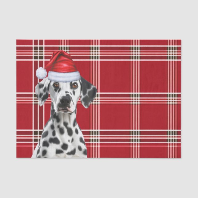 Papel De Seda Red Holiday Plaid Christmas Dalmatian Dog Lover (Frente )