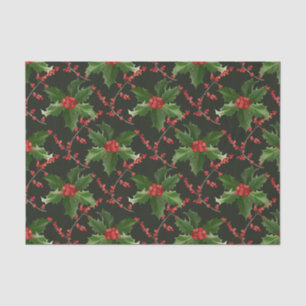 Papel De Seda Red Holly Berry Natal e Folhas Verdes
