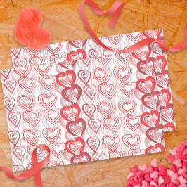 Papel De Seda Red Love Hearts On White Valentine's Day
