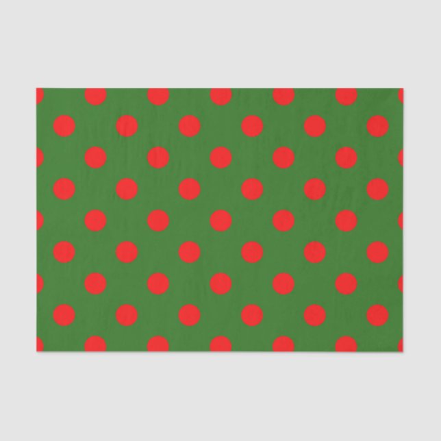 Papel De Seda Red On Green Polka Dots Pattern Design  (Frente )