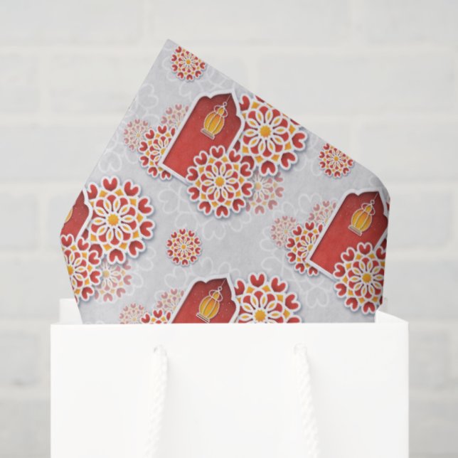 Papel De Seda Red Orange Yellow Flower Arabe Night Quinceañera (Sacola de presentes)