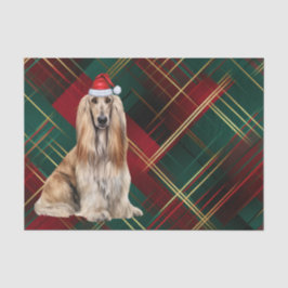 Papel De Seda Red Plaid Christmas Afghan Hound Dog Holiday