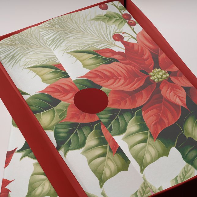 Papel De Seda Red Poinsettia Holly Berry Natal Festivo (Criador carregado)