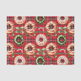 Papel De Seda Red Retro Natal Rosquinhas Red Tartan Xadrez