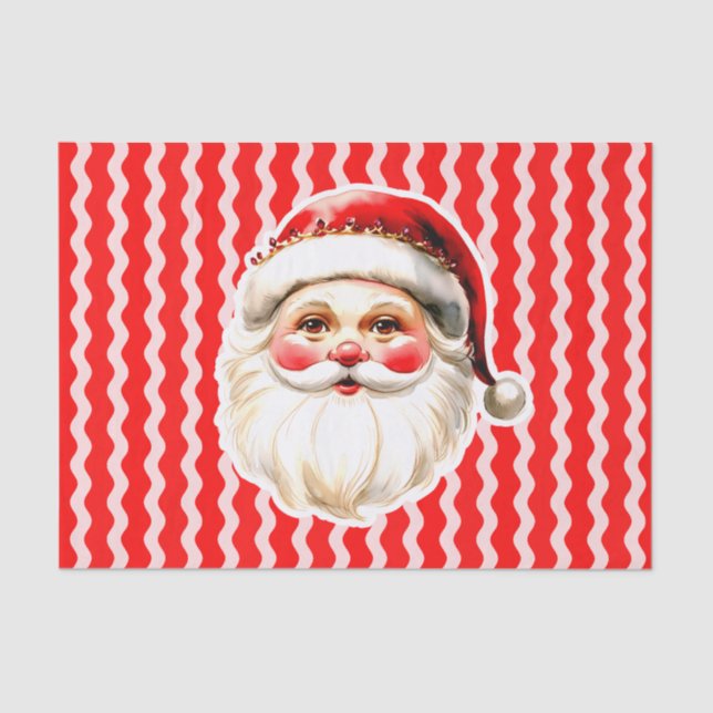 Papel De Seda Red Retro Santa Claus Ric Natal (Frente )