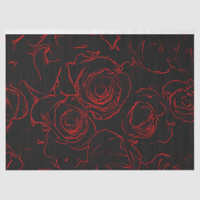 Papel De Seda Red Roses Black Background (Frente )