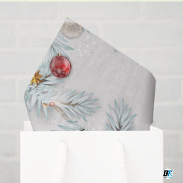 Papel De Seda Red & Silver Floral Christmas & New Year Daily Use