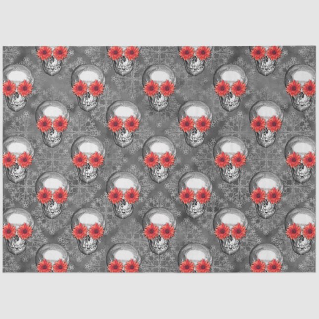 Papel De Seda Red Skulls and Sunflower Series Design 3 (Frente )