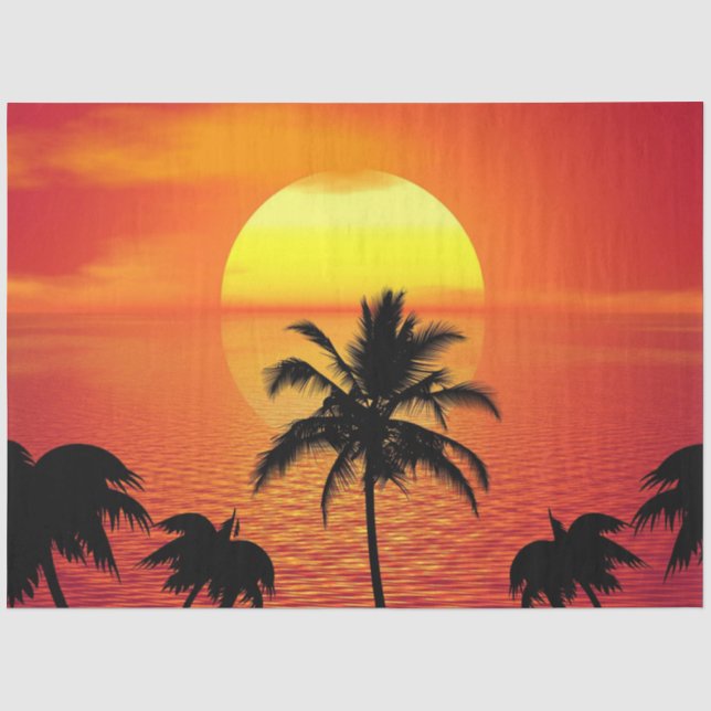 Papel De Seda Red Sun Tropical Palm Beach (Frente )