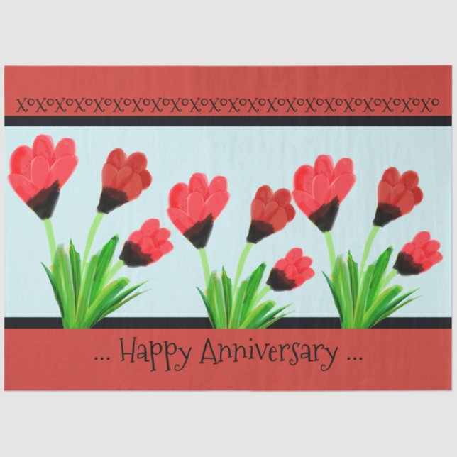 Papel De Seda Red Tulip Happy Anniversário Tema paper (Frente )