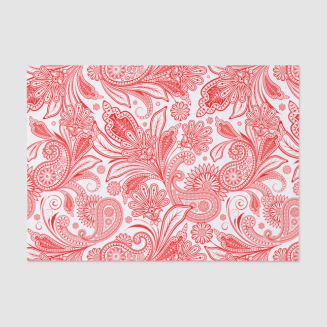 Papel De Seda Red Vintage Paisley Pattern (Frente )
