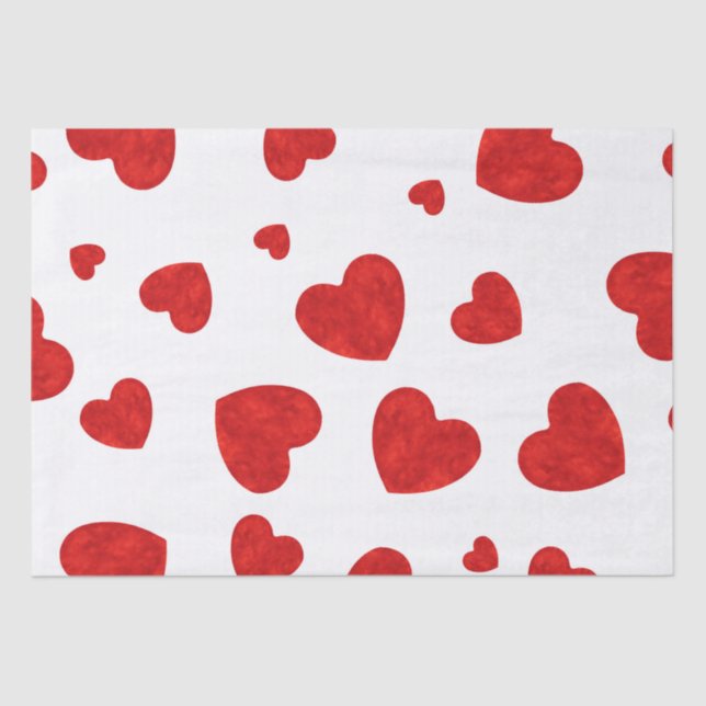 Papel De Seda Red Watercolor Heart Pattern 2 (Frente )