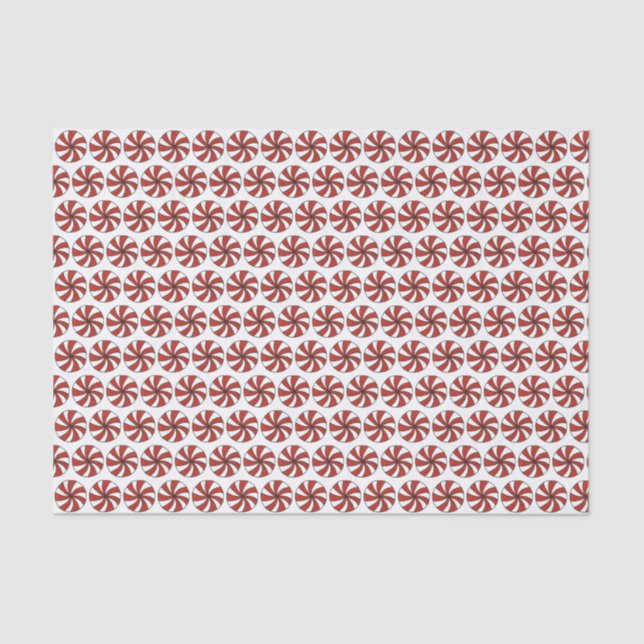 Papel De Seda Red White Pepperminton Swirl Mint Candy Natal (Frente )