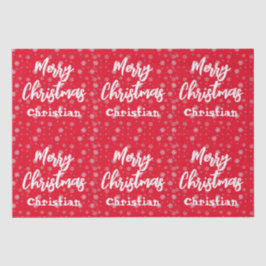 Papel De Seda Red & White Script Trendy Modern Felry Natal