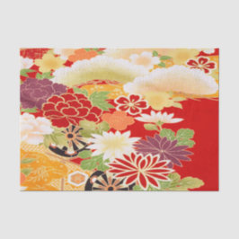 Papel De Seda Red White Yellow Japonês Kimono Floral Decoupage
