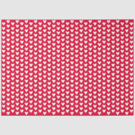 Papel De Seda Red With White Tiny Doodle Love Hearts