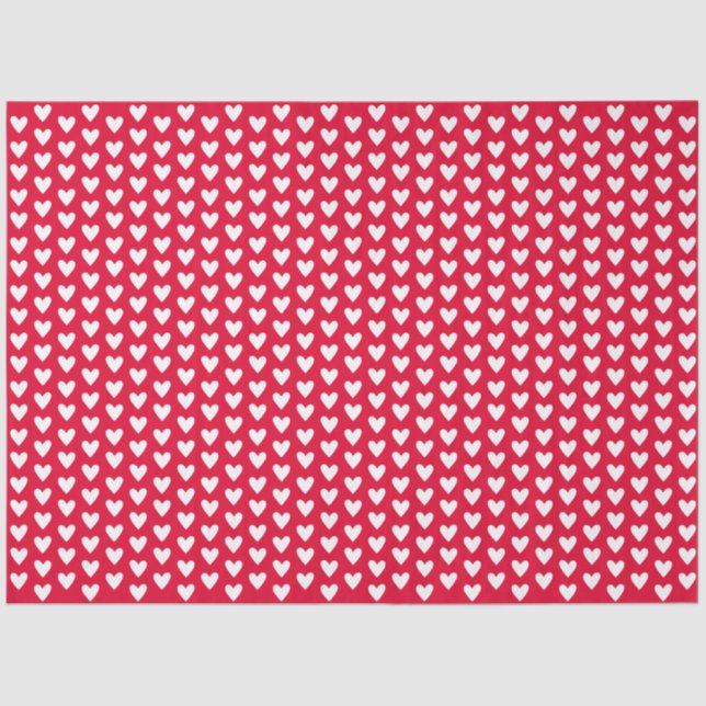 Papel De Seda Red With White Tiny Doodle Love Hearts (Frente )