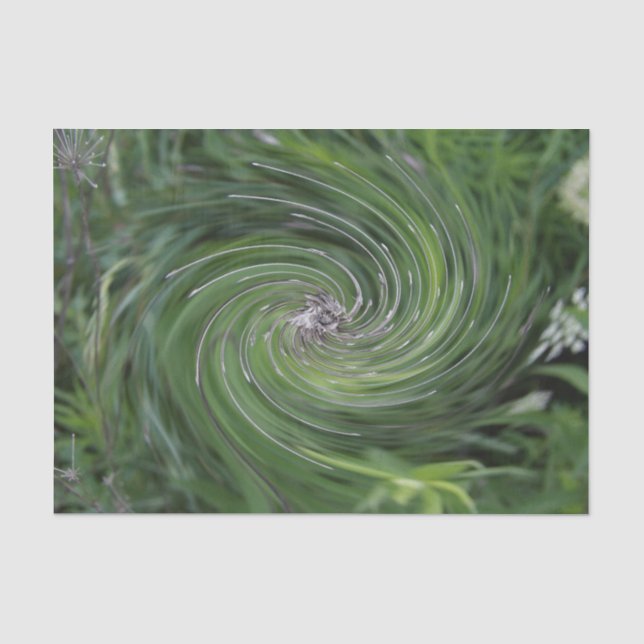 Papel De Seda Redemoinho Floral Verde Chartreuse Abstrato Retrô  (Frente )