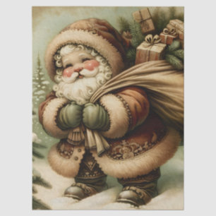 Papel De Seda Refletindo Papai Noel com Disco de Presentes
