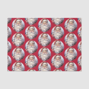 Papel De Seda Refletindo Papai Noel em um Padrão de Natal Red Ha