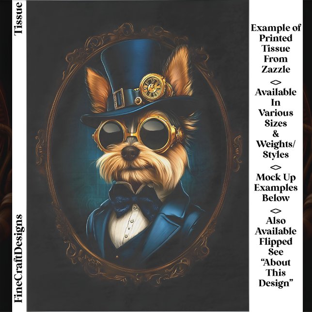 Papel De Seda Regal Steampunk Yorkshire Terrier EF4L Decoupagem (Criador carregado)