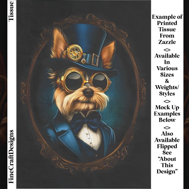 Papel De Seda Regal Steampunk Yorkshire Terrier EF4R Decoupagem (Criador carregado)