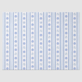 Papel De Seda Regência de Aquarela Stripes Azul e Branco Natal