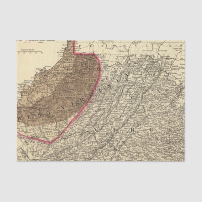 Papel De Seda Regiões carboníferas em West Virginia (Frente )