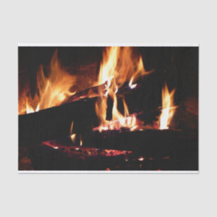 Papel De Seda Registros na fotografia de fogo quente da Lareira