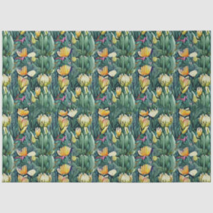 Papel De Seda Rei Protea flor aquosa velha botânica