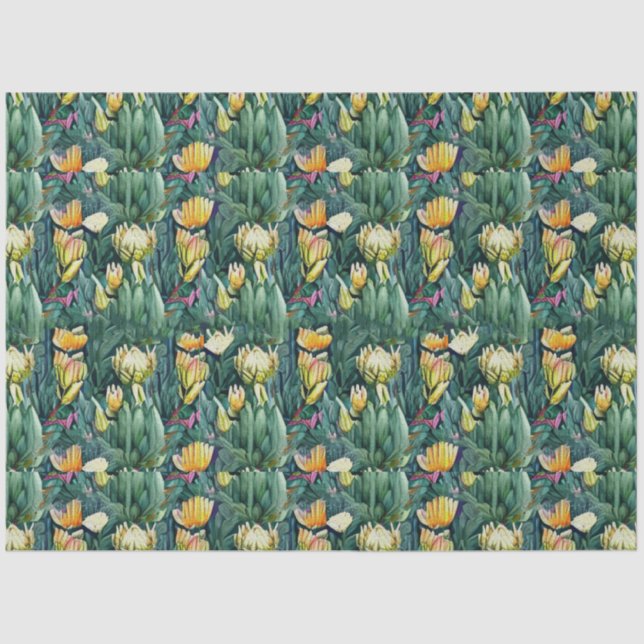 Papel De Seda Rei Protea flor aquosa velha botânica (Frente )