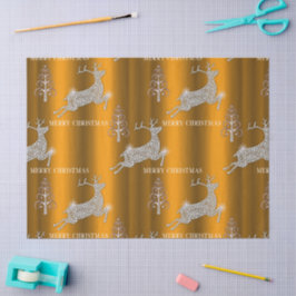 Papel De Seda Reindeado de Ouros Estimulantes no Natal Dourado