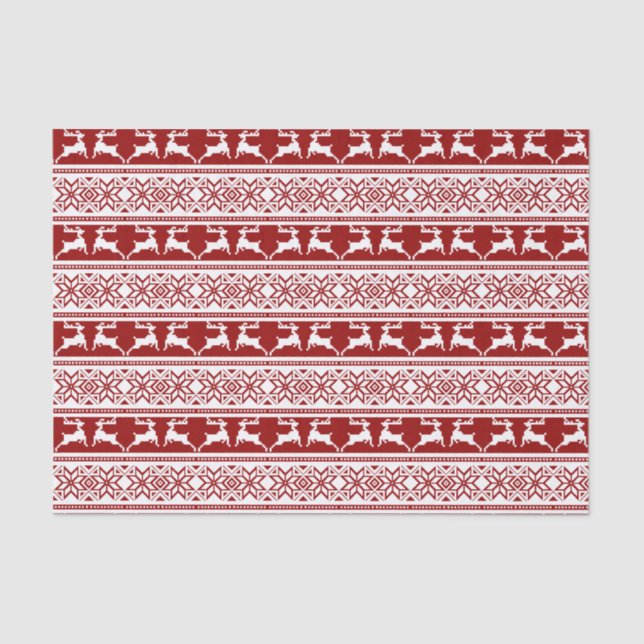 Papel De Seda Reindeado Escandinavo de Natal Nórdico (Frente )