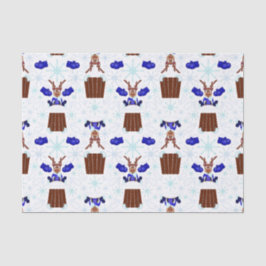 Papel De Seda Reindeador de Natal Festivo Blue Kasky