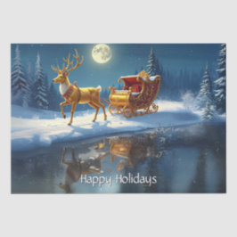 Papel De Seda Reindeer Christmas Sleigh Holiday