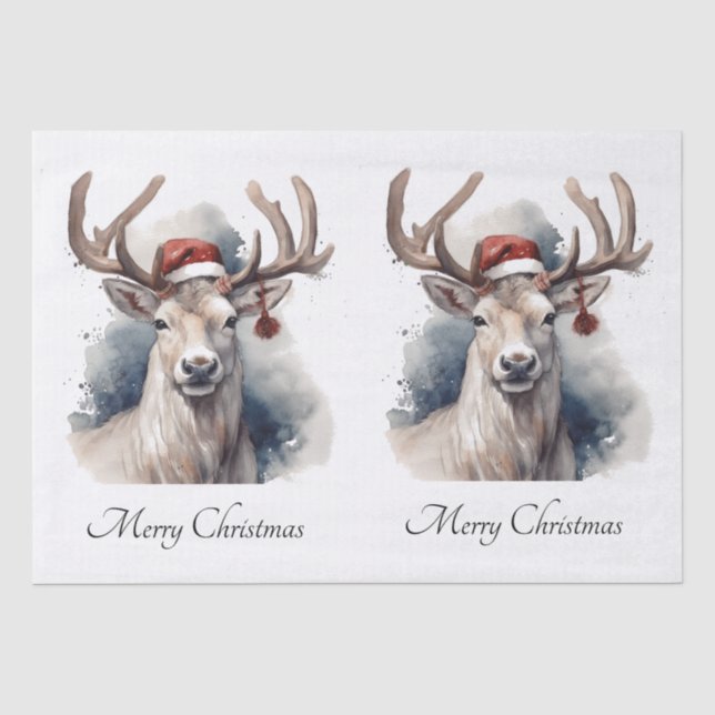 Papel De Seda Reindeer de Natal, personalizável (Frente )