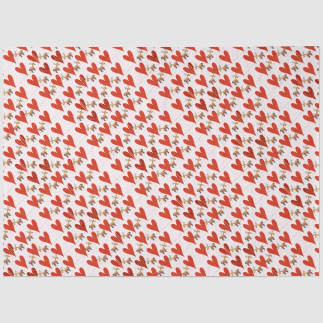 Papel De Seda Reindeer e Corações de Natal (Frente )