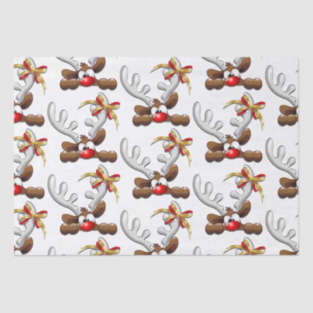 Papel De Seda Reindeer Enzergou Caráter de Natal Engraçado (Frente )