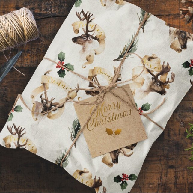 Papel De Seda Reindeer Farmhouse Fazenda de Árvore de Natal | Fé (Criador carregado)