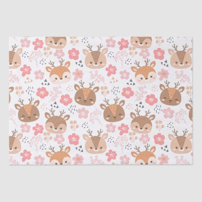 Papel De Seda Reindeer Floral Bonito (Frente )