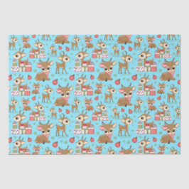 Papel De Seda Reindeer Natal Ornament Snowflake Azul