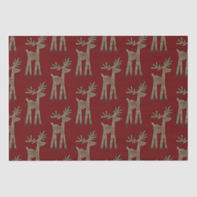 Papel De Seda Reindeer Vermelho de Natal (Frente )