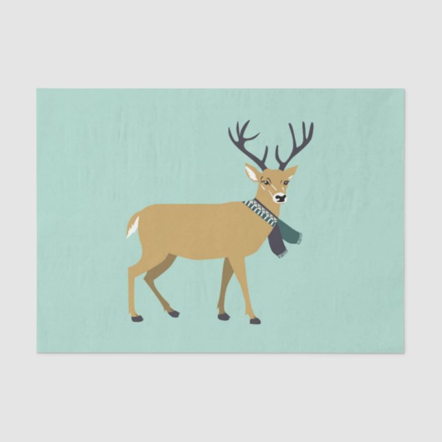 Papel De Seda Reindeer Vestindo um escarpa de inverno (animal de (Frente )