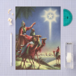 Papel De Seda Religião Vintage, Magos com Estrela de Belém