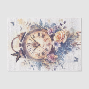 Papel De Seda Relógio Antigo com Caligrafia para Decoupage