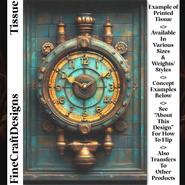 Papel De Seda Relógio de Latão Steampunk Vitoriano CZ2 Decoupage (Criador carregado)