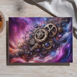 Papel De Seda Relógio Industrial Steampunk Roxo e Rosa